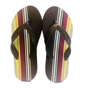 Quicksilver Flip Flop Sandals Womens 7-8 Boho Summer Beach Striped Swim Sand